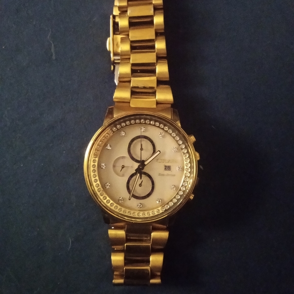 Citizen Nighthawk Eco-Drive Chamagne Dial Watch FB3002-53P Pale Gold - Picture 3 of 3